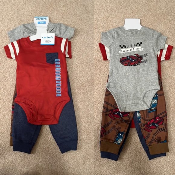 Carter's Other - NWT 0-3mos BOY'S Carter's baby 4-pk bundle, 2 onesies/2 pants, car themed